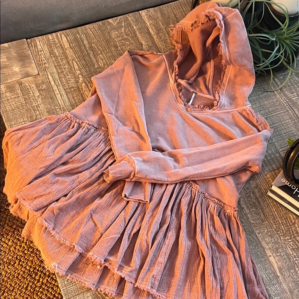 Free People Pink Ruffled Sweater